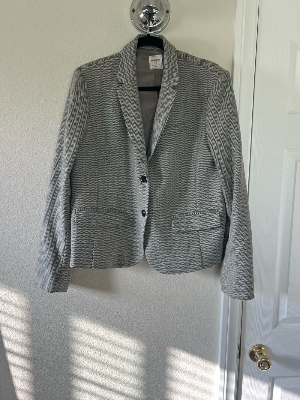 GAP Gray and white Herringbone Women's Blazer
